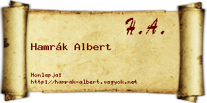 Hamrák Albert névjegykártya