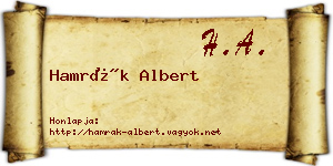 Hamrák Albert névjegykártya